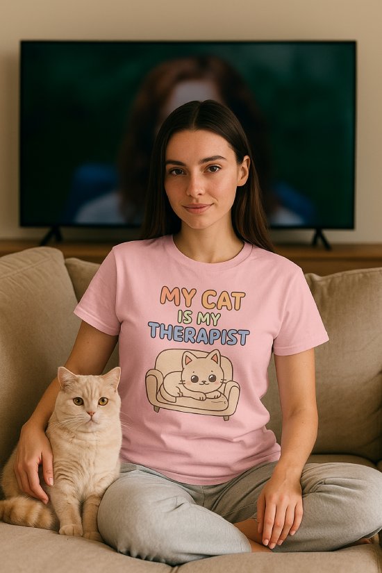 woman with a cat t-shirt