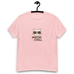 Kawaii cat light pink t-shirt for women with cute donut print, fun pastel tee