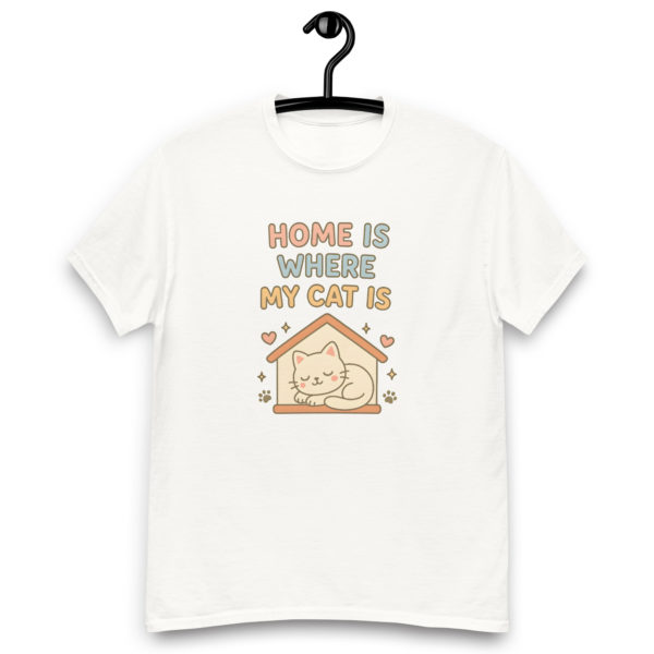 Cute cat white t-shirt for women with Home is Where My Cat Is slogan, comfy casual tee