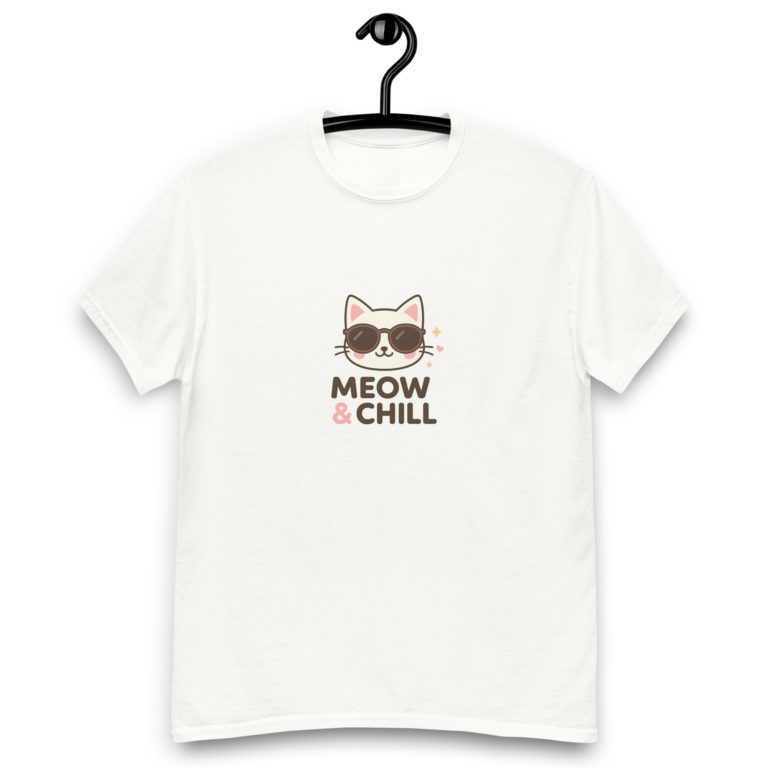 Kawaii cat white t-shirt for women with cute donut print, fun pastel tee